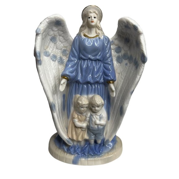 Guardian Angel Collectible Child Protecting Wings Spread Ceramic Figurine 8 Inch - Picture 1 of 10